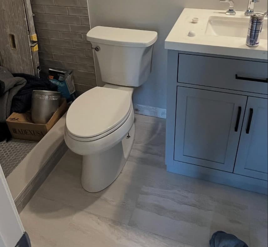 After plumbing work - modern, professionally installed plumbing fixtures